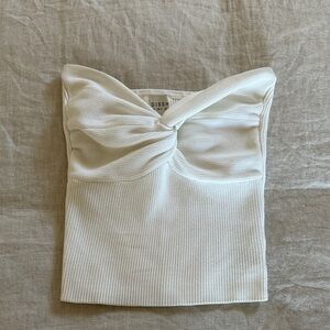 Dissh White Twist ribbed Top